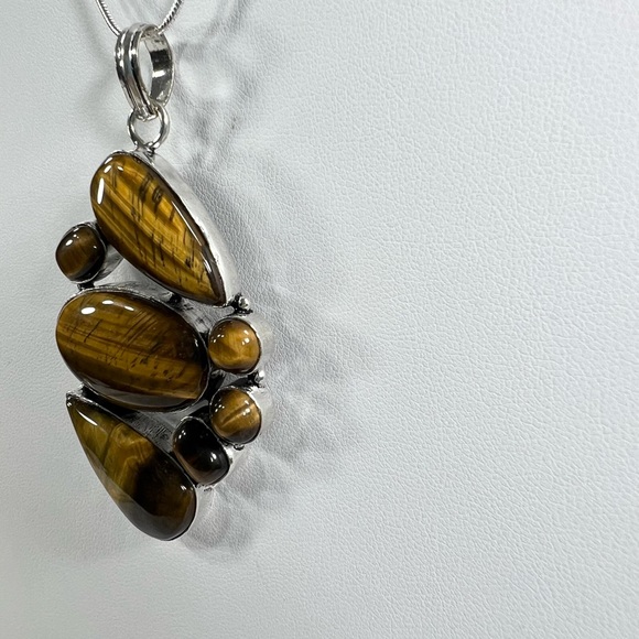 Exotic 🐯👀 Tiger Eye Pendant & Bracelet 925 Gemstone Set - Picture 4 of 11